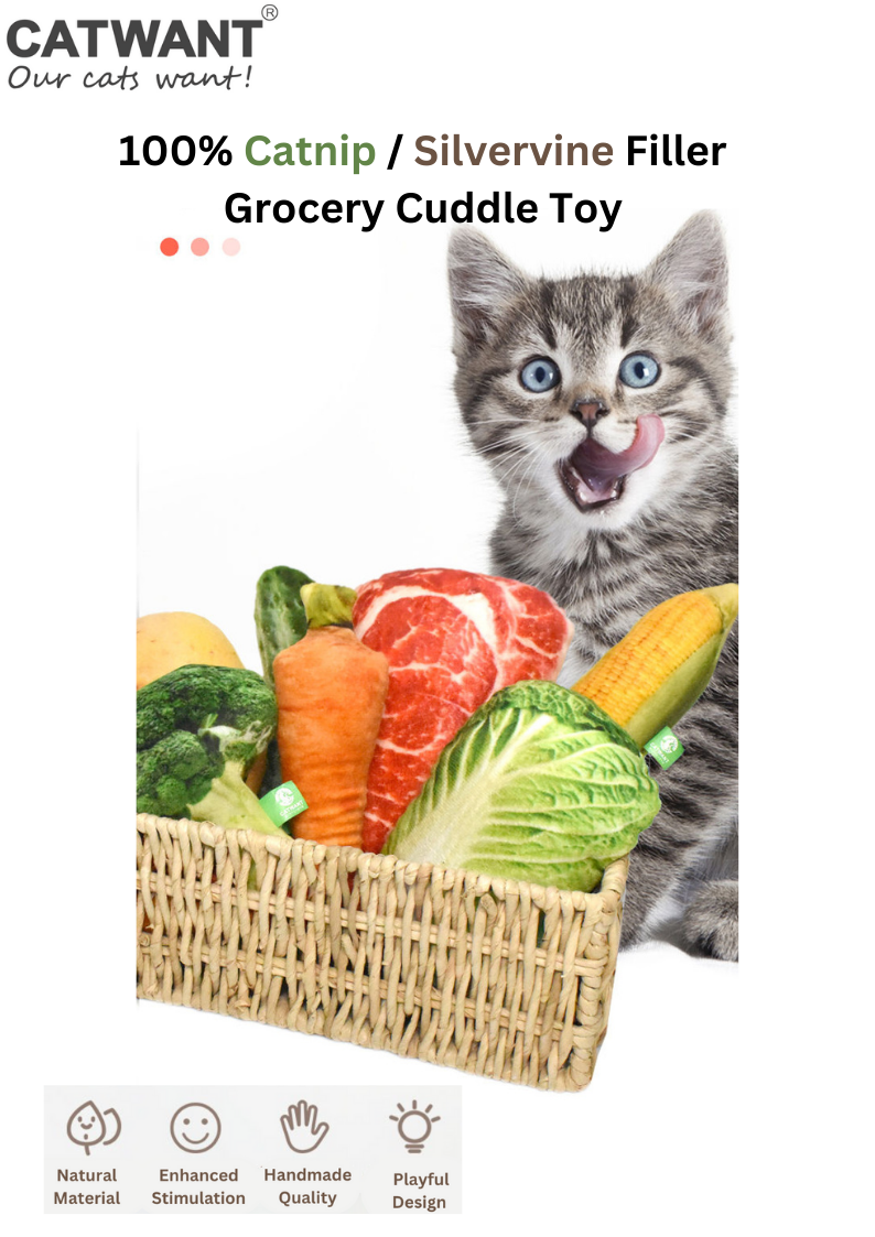 100% Silvervine/Catnip Filled Grocery Cuddle Toy