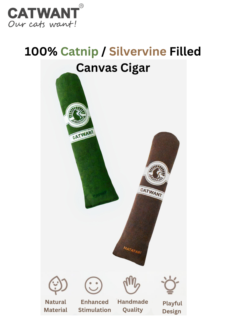 100% Catnip/Silvervine Filled Canvas Cigar