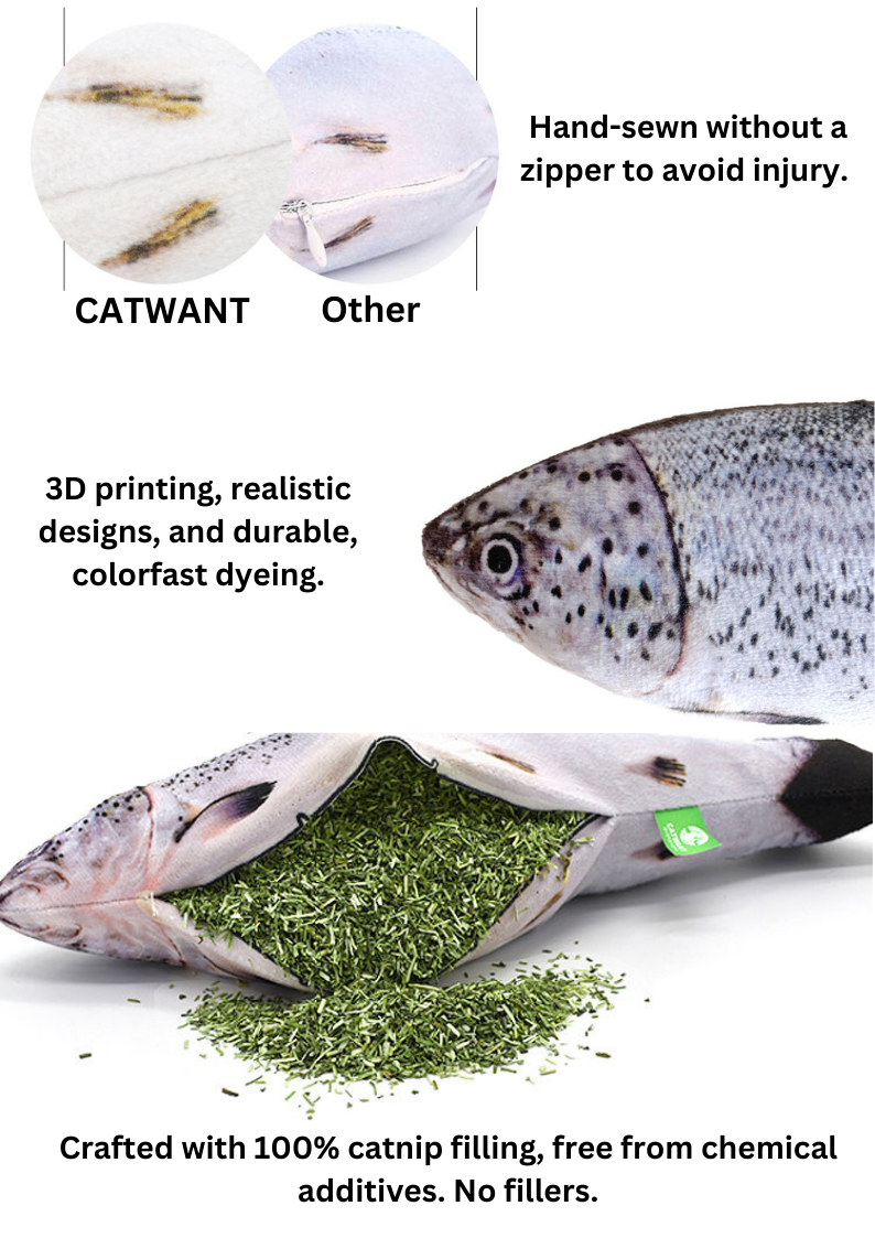 100% Silvervine/Catnip Filled Fish Cuddle Toy