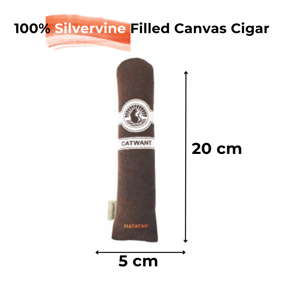 100% Catnip/Silvervine Filled Canvas Cigar